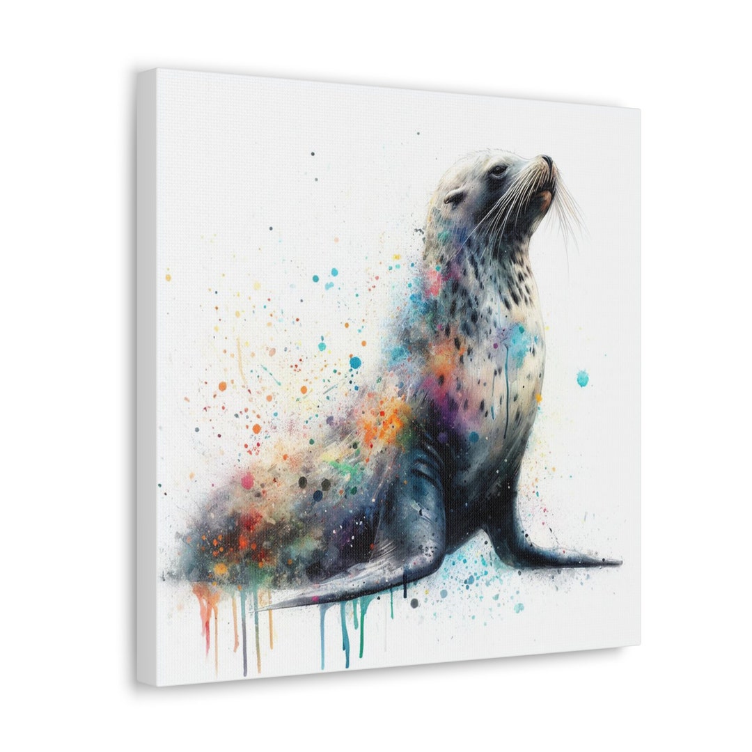Enchanting Sea Lion Watercolor Canvas Print 2nd in the Series of 4 - Etsy
