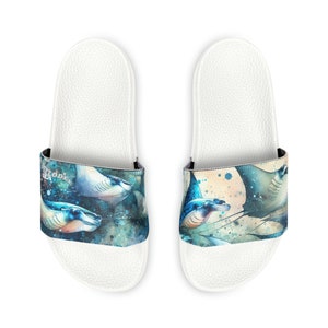 Youth Manta Ray Contemporary Artistic Art Slide Sandals For boys and girl ocean enthusiast