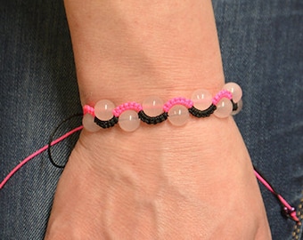 Rose Quartz Wave Macrame Bracelet