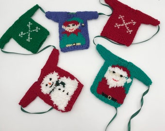 Mini Hand gestrickte Weihnachten Pullover Girlande Dekoration