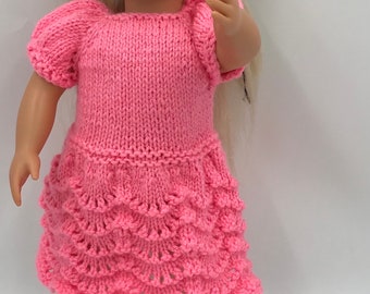 Hand knitted dress and shoes to fit 18 inch doll (fits Our Generation & American Girl)