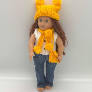 Double bobble hat with matching scarf and bag to fit 18inch doll Our Generation and American Girl image 1