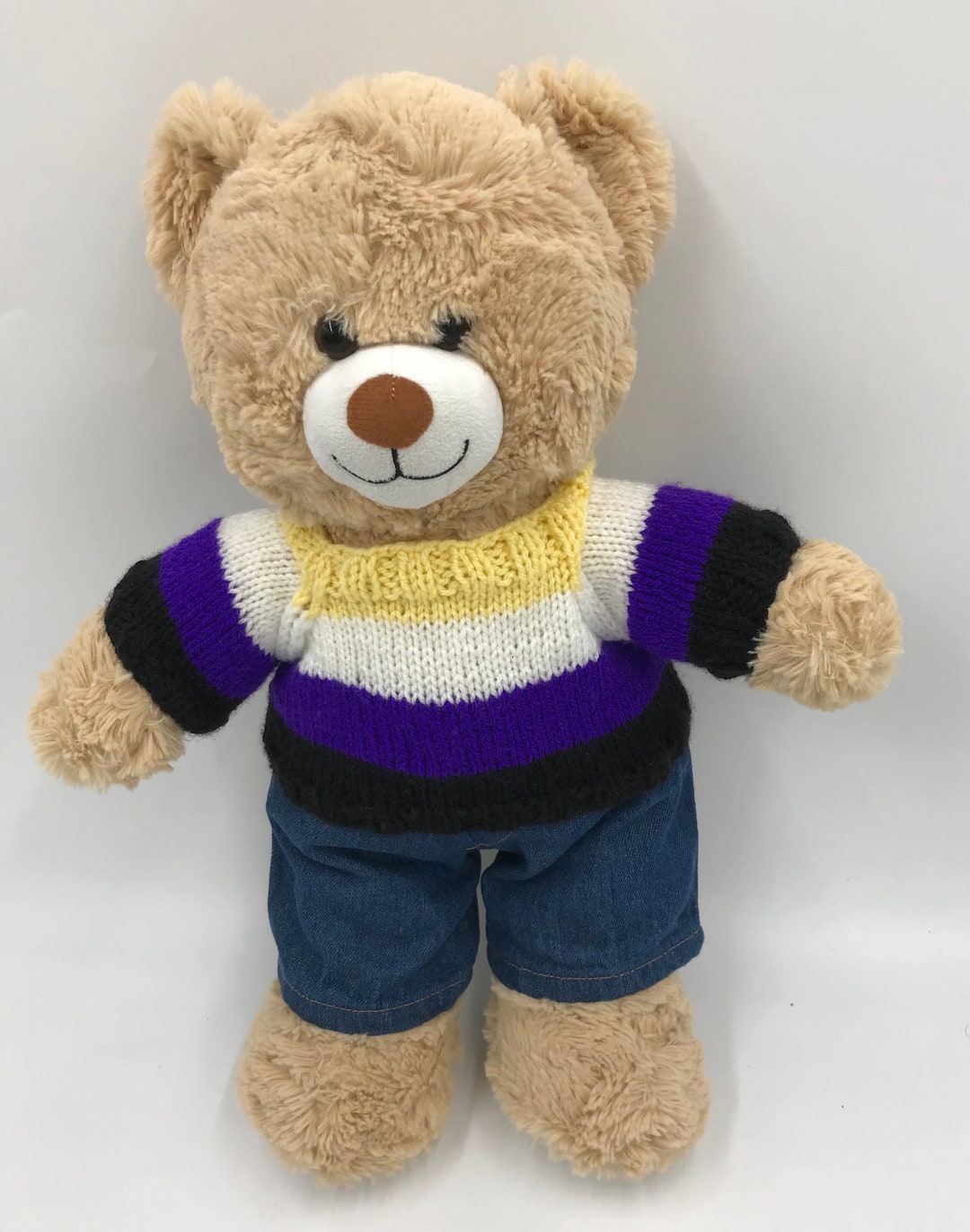 Teddy Bear Jumper in Pride Non Binary Colours and Navy Cotton Etsy