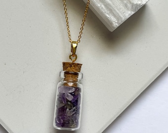 Tiny Glass Bottle Pendant Necklace with a variety of gemstones you'll love.Explore Now!