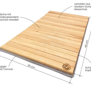 Das Sofa Tablett aus Eiche und grauem Canvas Bild 2