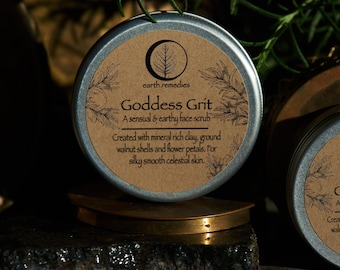 Goddess Grit - FACE SCRUB - natural exfoliator - clay  - face wash - deep cleanse - sensual scrub  - non-abrasive - plastic-free