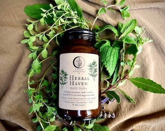 Herbal Haven Magnesium Bath Salts – Marjoram, Lavender, Sage, Bergamot Aromatherapy