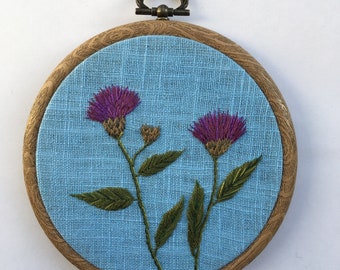 Common Knapweed hand embroidery Wildflower Handmade Gift
