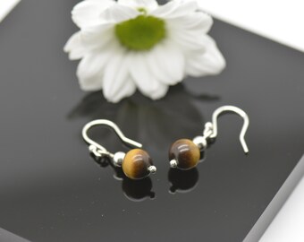 Tiger Eye Earrings Sterling Silver