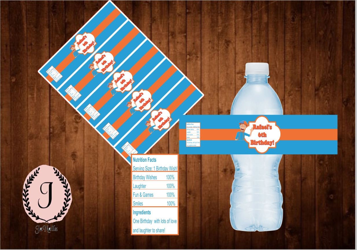 Blippi Printable Water Bottle Labels. DIGITAL Etsy