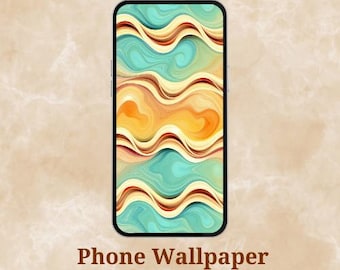 Abstract Wave Phone Wallpaper | Warm Neutral Aesthetic | Minimal iPhone & Android Background | Instant Download
