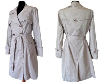 Calvin Klein Womens Trench Coat, Vintage 90s Fashion Clothing, Belted Trenchcoat, double breasted