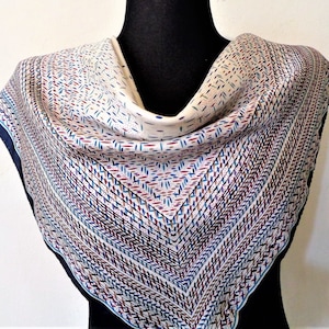 Vintage ECHO Silk Scarf, Novelty Print Striped Head Scarf