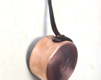 French Copper Saucepan, Small Copper Pan with Iron Handle, Vintage Casserole Dish