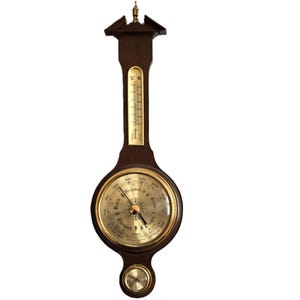 Vintage Huger Barometer Thermometer Hygrometer Made in West Germany 3 in 1 Large Wall Weather Station in Wooden Case for Home Office Patio