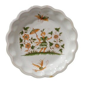 Decor Moustiers Collectible Display Plate Hand Painted Ceramic Antique 19th century French Faience Artwork Pottery