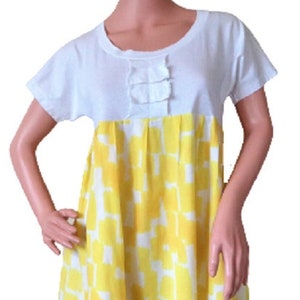 SEE by CHLOE Dress, Yellow Cotton Dress, Empire Waist Loose Dress, Summer Pockets Dress, Size S / M