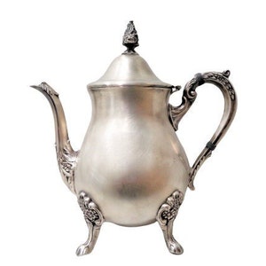 English Silver Teapot, Ornate Silver Plated Coffee Pot, Viners Silver Plate, Art Nouveau Tea pot