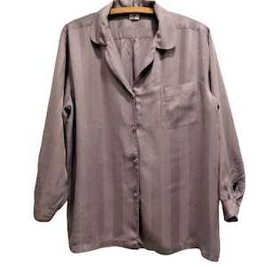 Vintage Herren Nachthemd, Seide Pyjama Shirt, Herren Unterwäsche, Pyjama Top, Graue Seide Nachtwäsche, Nachtwäsche