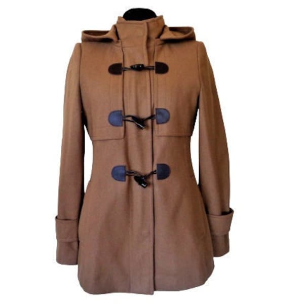 Women's Duffle Coat, Beige Wool Coat, Hooded, ESPRIT Winter Jacket, Overcoat with Toogle Button, Removable Hood