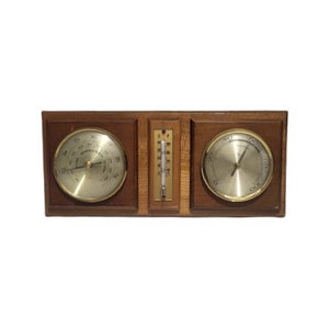 Vintage Wetterstation, Thermometer, Barometer, Hygrometer, Deutsche Wetterfühler Wandbehang Bild 1