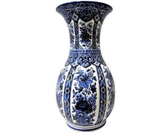 Ardalt Blue Delfia Blue White China Vase, Italian Porcelain Pottery Vase, Made in Italy