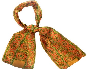 Foulard en soie indienne, foulard à long col jaune, foulard en soie oblongue, fabriqué en Inde