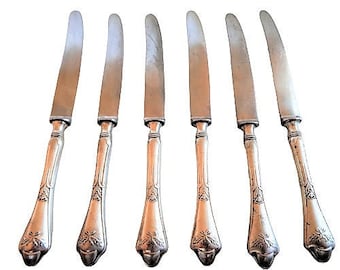 German Knives Set of 6, Wellner Germany, Silverplate Cutlery Set, Butter Knives, Antique Flatware
