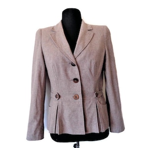 Vintage ESCADA Womens Beige Wool Jacket Blazer Size 36 / US 6