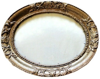 Wall Hanging Picture Frame, Baroque Photo Frame with Glass, Ornate Wooden Frame, Antique Gold Frame, Vintage Large Oval Frame
