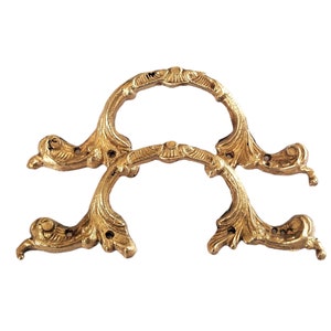 Vintage Pair Baroque Dresser Pull Set Brass Decorative Furniture Hardware Handles for Cabinet Wardrobe Cupboard Jewelry Boxes Tray