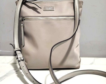 Vintage Kate Spade Crossbody Purse Gray Beige Taupe Nylon Shoulder - Main Image