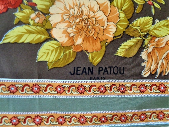 Jean PATOU Silk Scarf, Floral Paisley Print Head … - image 3