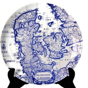 Denmark Souvenir Plate, Map Wall Plate, Danish Travel Gift