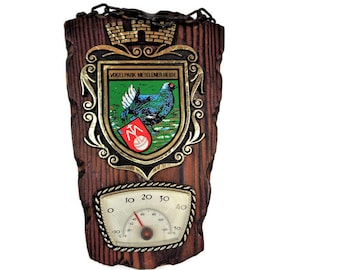 German Wall Thermometer, Black Forest Germany, Wood Carved, Germany Weather