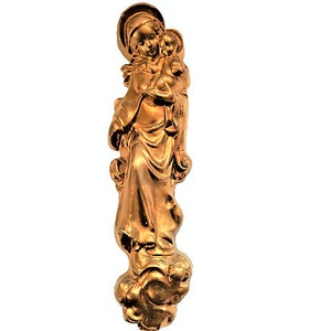Madonna Jungfrau Maria und Baby Jesus Wandtafel, Gold Wandbehang, religiöse Statue, Madonna und Kind, katholische Wanddekoration