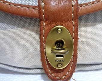 Petit Sac à Main En Cuir Vintage Fossil - Occasion En Bon état Général, Marron, Bandoulière