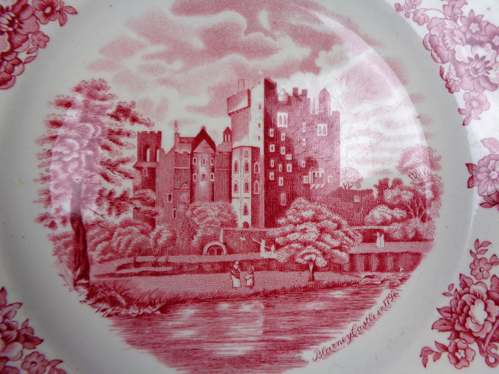 Red Dinner Plate Johnson Bros England Old Britain Castles Etsy