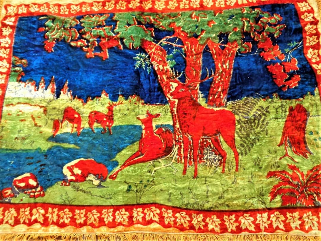 Vintage Velvet Wall Rug Tapestry Russian Wall Carpet Retro Etsy