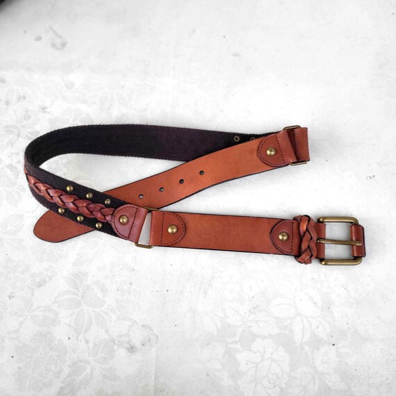 Brown Studded Leather Belt with Brass Ring Buckle Heritage Studded Belt | The Wild J main image 4