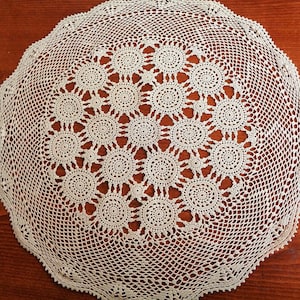 Lace Crochet tablecloth, Off White Table cloth, Round Table Cover, Wedding Table Decor