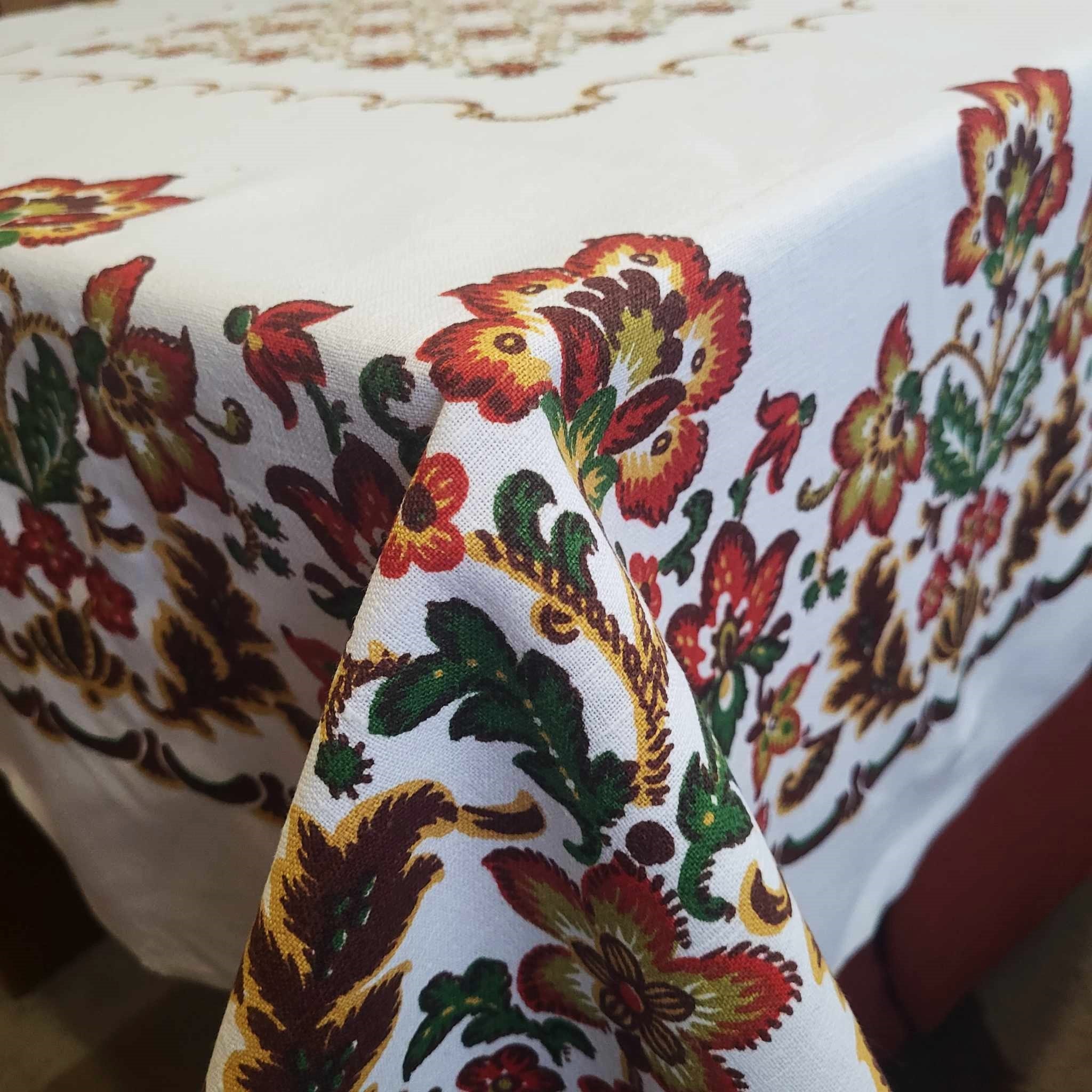 Linen Tablecloth Fall Colors Red Brown Yellow Middle Eastern Oriental ...