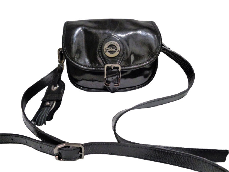 Vintage Longchamp Planetes Noir Leather and Nylon Messenger 