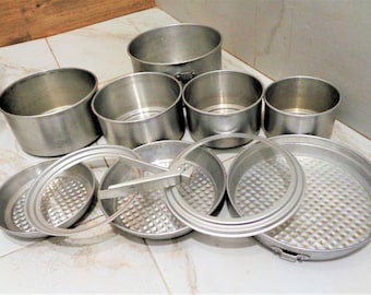 Juego de utensilios de cocina para acampar, 11 piezas de ollas y sartenes apilables de aluminio, kit de cocina, equipo de camping vintage, utensilios de cocina para exteriores, cocina para picnics.