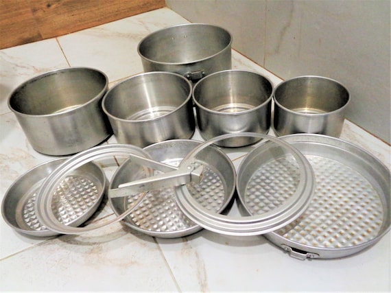 Set de casseroles de camping 9 pièces, aluminium, argent/noir