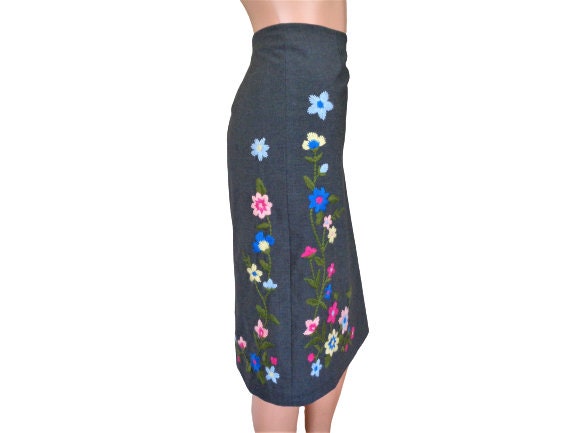 90s MOSCHINO EMBROIDERY SUEDE SKIRT レザー