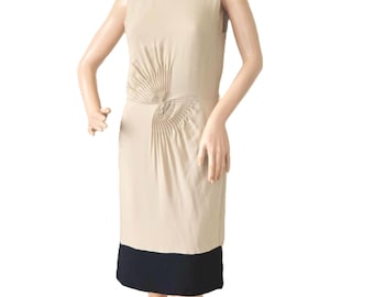Diane von Furstenberg Silk Dress, Crepe de Chine Dress, DVF Cream Beige Dress, Draped Ruched Dress, Cocktail Dress, Summer Party Dress, 90s