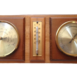 Vintage Wetterstation, Thermometer, Barometer, Hygrometer, Deutsche Wetterfühler Wandbehang Bild 9