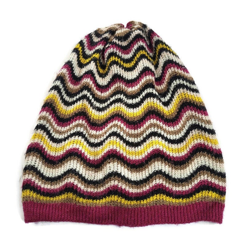 Missoni Zigzag Knit Beanie Multi Color Wool Blend Ladies Chevron