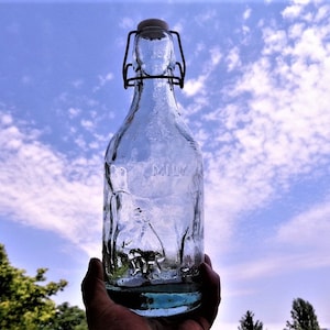 Vintage Glass Milk Bottle, Flip Top, Dairy Bottle, Antique Country Rustic, Farmhouse Kitchen Decor